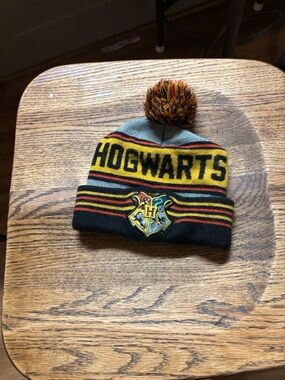 Hogwarts Knit Pom Beanie Hat - Black, Yellow, Red